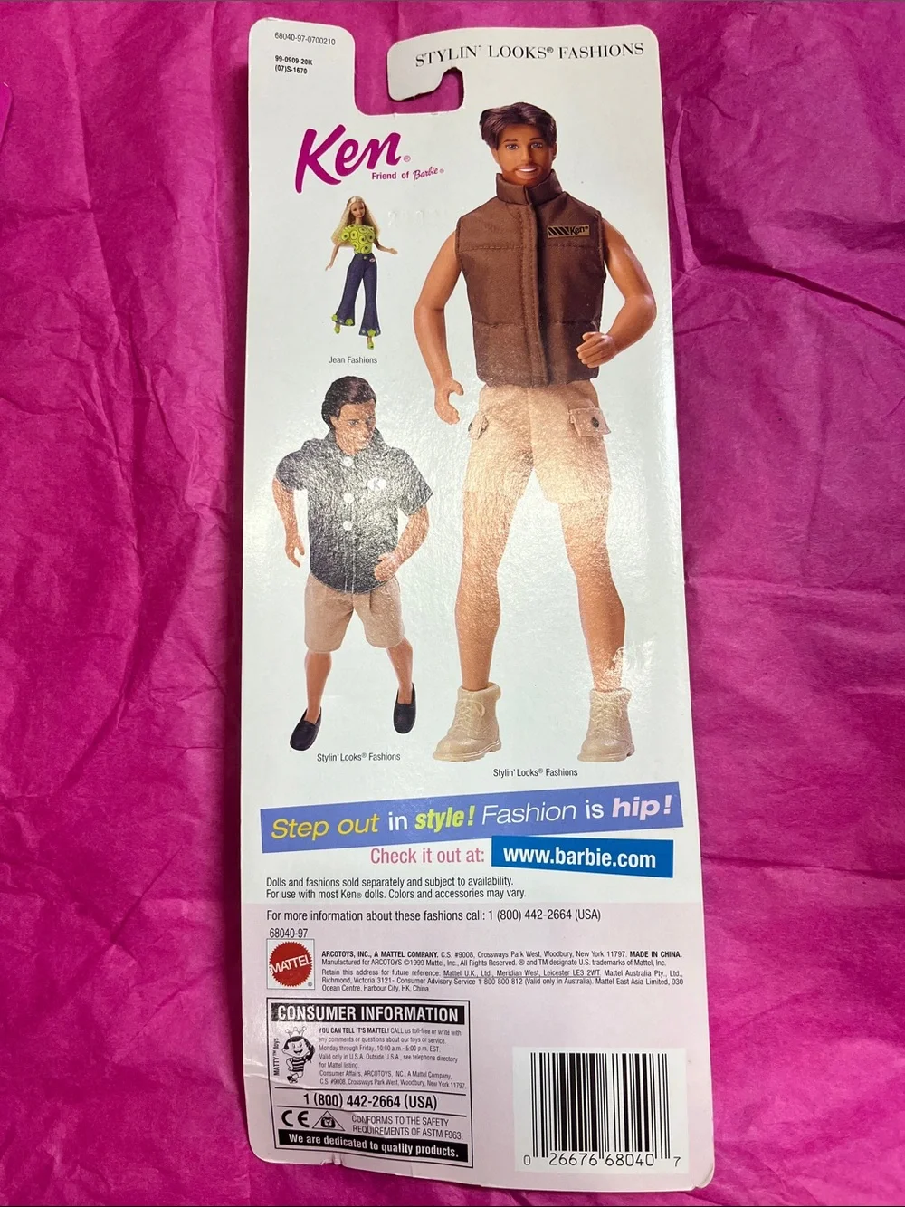Vintage Ken Friend of Barbie Stylin' Looks Striped Shirt & Blue Shorts Outfit